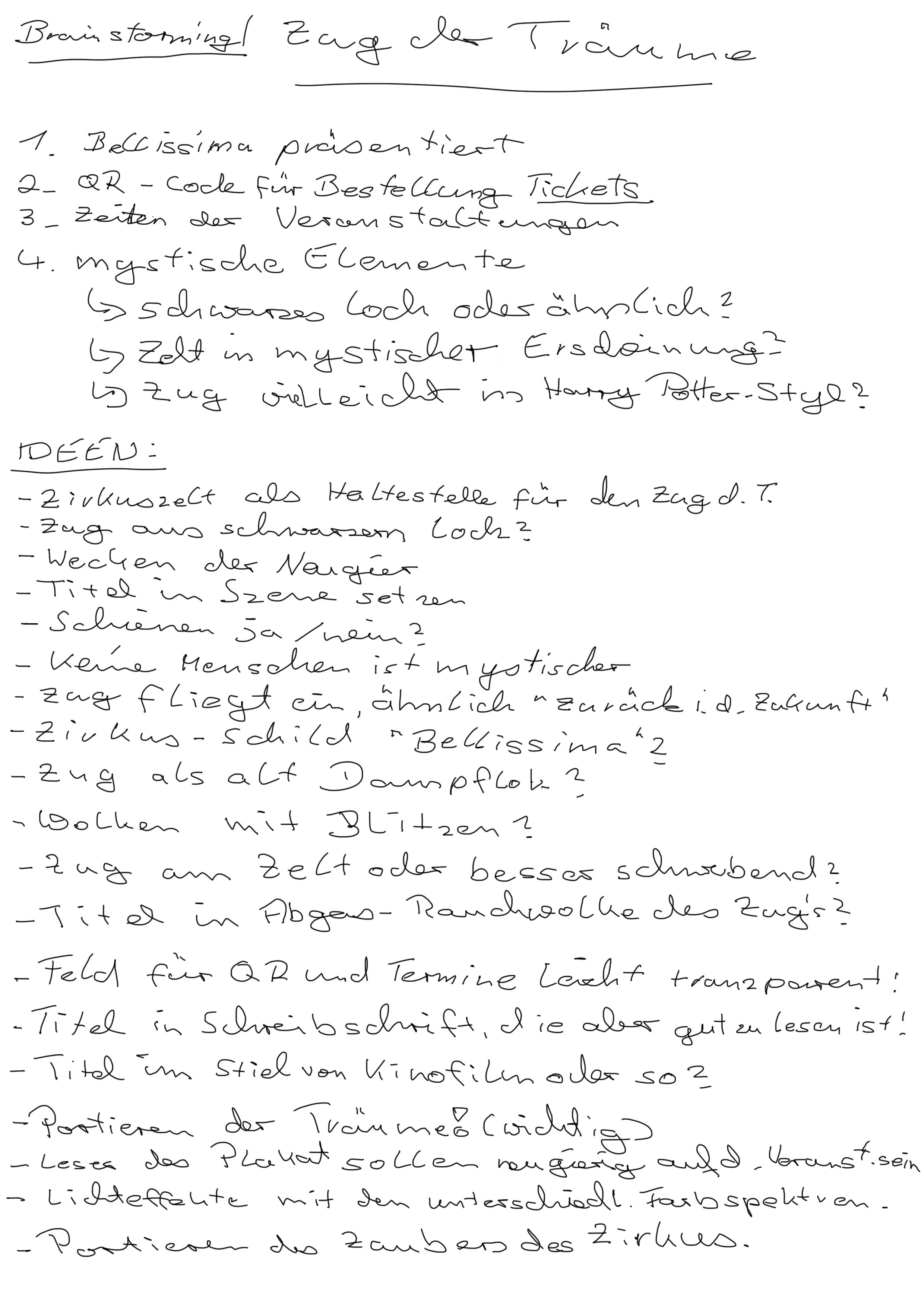 Brainstorming Zug der Traeume